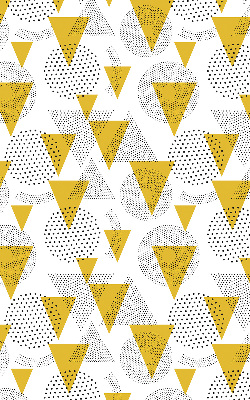 Fabric roller blind with a triangles and circles dot pattern