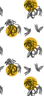 Modern roller blind with a yellow fruits and circles pattern