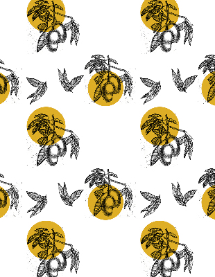 Modern roller blind Fruits and yellow circles