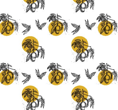 Modern roller blind Fruits and yellow circles