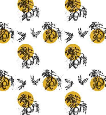 Modern roller blind Fruits and yellow circles