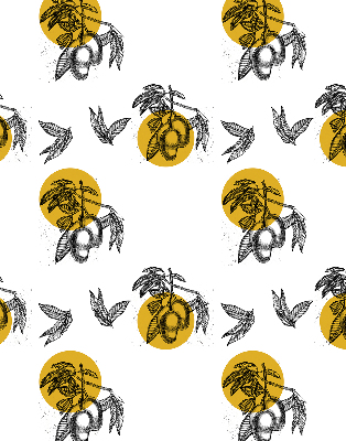 Modern roller blind Fruits and yellow circles