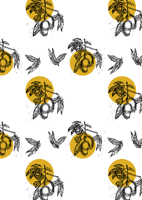 Modern roller blind Fruits and yellow circles