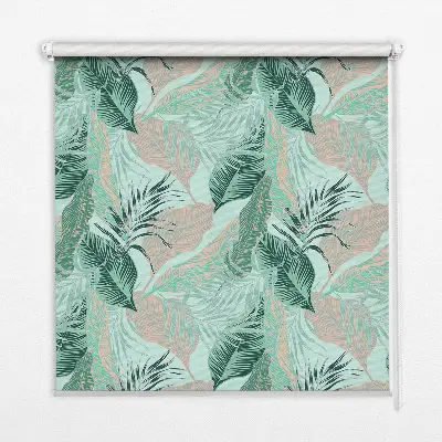 Roller blind for large window with tropical leaves print