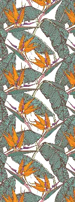 Fabric roller blind with a green leaves pattern