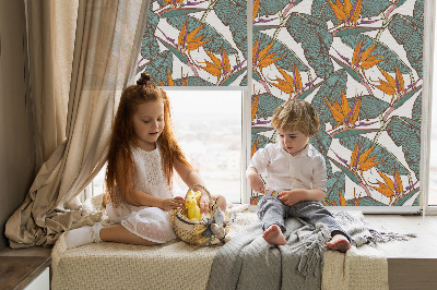 Fabric roller blind Green leaves