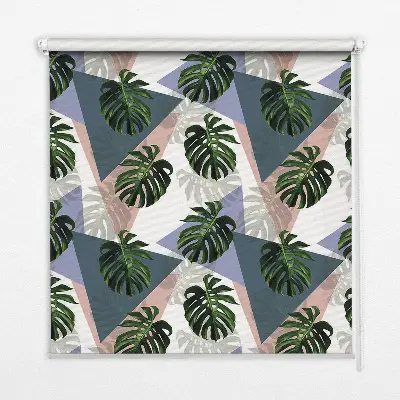 Modern roller blind with a plant leaf pattern