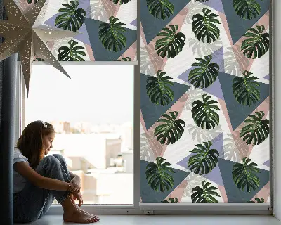 Modern roller blind with a plant leaf pattern