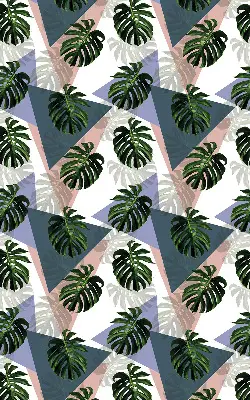 Modern roller blind with a plant leaf pattern