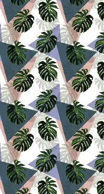 Modern roller blind with a plant leaf pattern