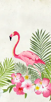 Roller blind for large window flamingos by the leaves print