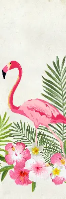 Roller blind for large window flamingos by the leaves print