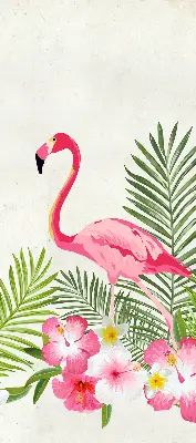 Roller blind for large window flamingos by the leaves print