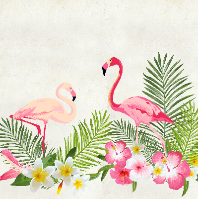 Roller blind for large window Flamingos by the leaves