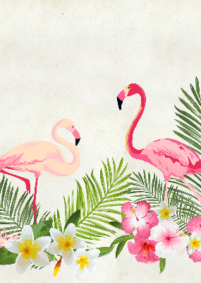 Roller blind for large window Flamingos by the leaves