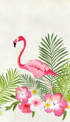 Roller blind for large window flamingos by the leaves print
