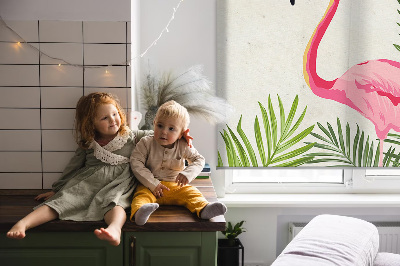 Roller blind for large window Flamingos by the leaves