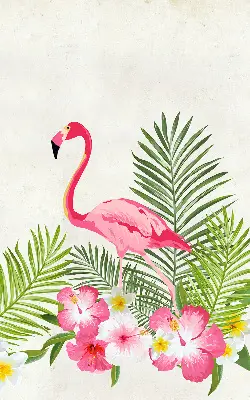 Roller blind for large window flamingos by the leaves print