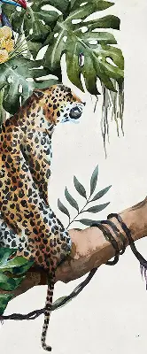 Fabric roller blind cheetahs on a branch pattern