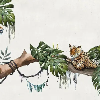 Fabric roller blind cheetahs on a branch pattern