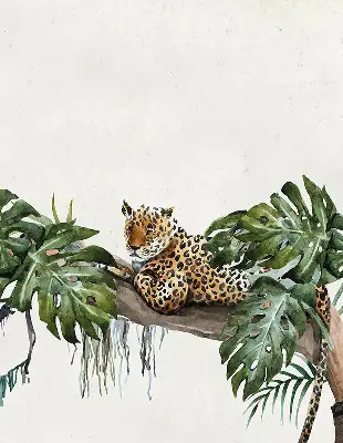 Fabric roller blind cheetahs on a branch pattern
