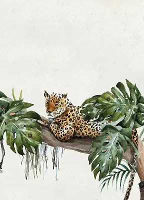 Fabric roller blind cheetahs on a branch pattern