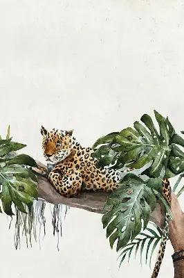 Fabric roller blind cheetahs on a branch pattern