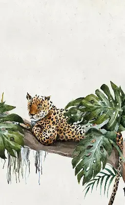 Fabric roller blind cheetahs on a branch pattern