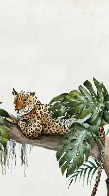 Fabric roller blind cheetahs on a branch pattern