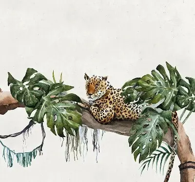Fabric roller blind cheetahs on a branch pattern