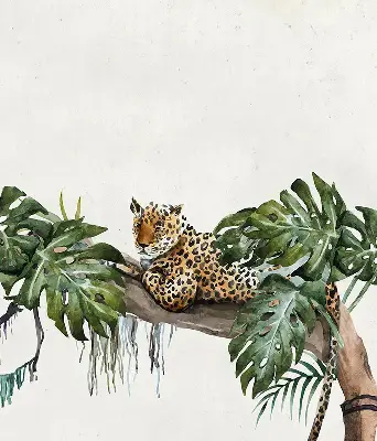 Fabric roller blind cheetahs on a branch pattern