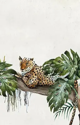 Fabric roller blind cheetahs on a branch pattern