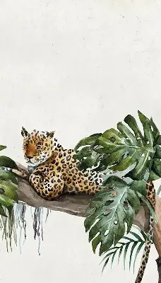 Fabric roller blind cheetahs on a branch pattern