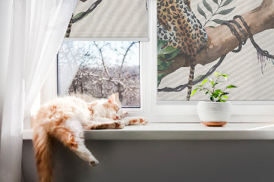 Fabric roller blind Cheetahs on a branch