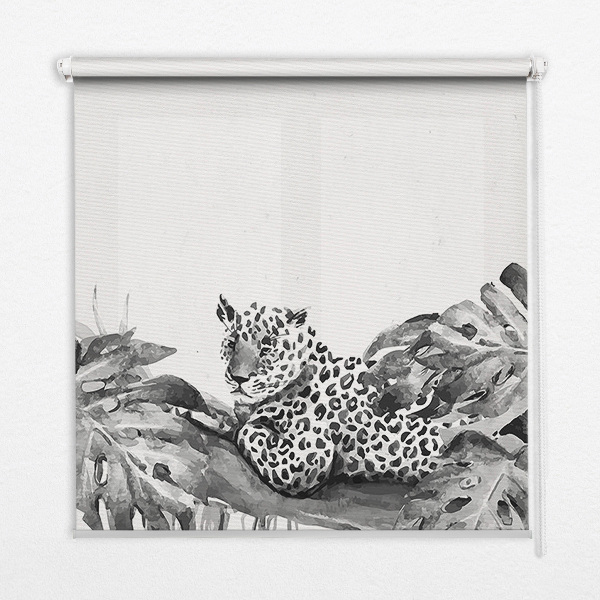 Modern roller blind Drawn cheetahs on a branch