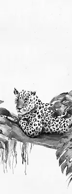Modern roller blind with a pattern of cheetahs on a branch