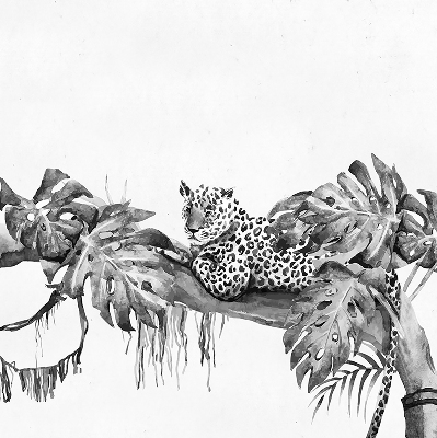 Modern roller blind Drawn cheetahs on a branch