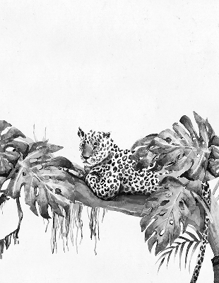 Modern roller blind Drawn cheetahs on a branch
