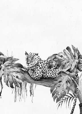 Modern roller blind Drawn cheetahs on a branch