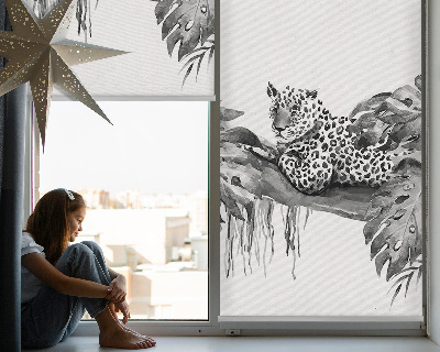 Modern roller blind Drawn cheetahs on a branch