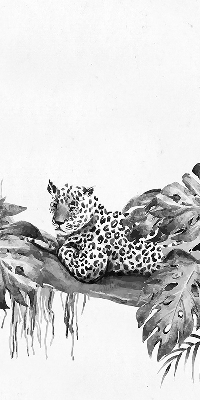 Modern roller blind Drawn cheetahs on a branch