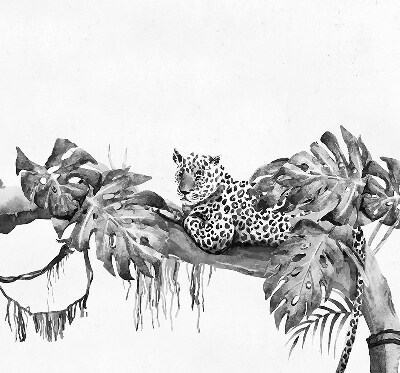 Modern roller blind Drawn cheetahs on a branch