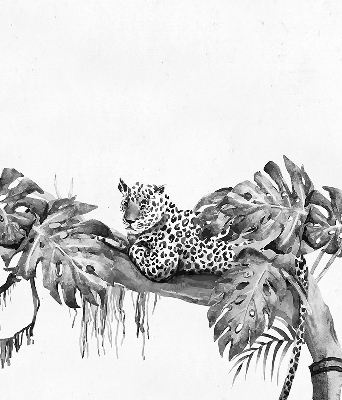 Modern roller blind Drawn cheetahs on a branch
