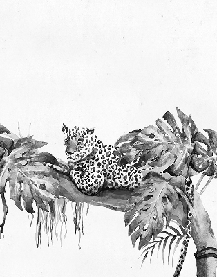 Modern roller blind Drawn cheetahs on a branch