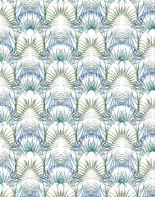 Roller blind for large window with a colorful leaves pattern