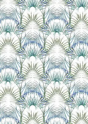 Roller blind for large window with a colorful leaves pattern