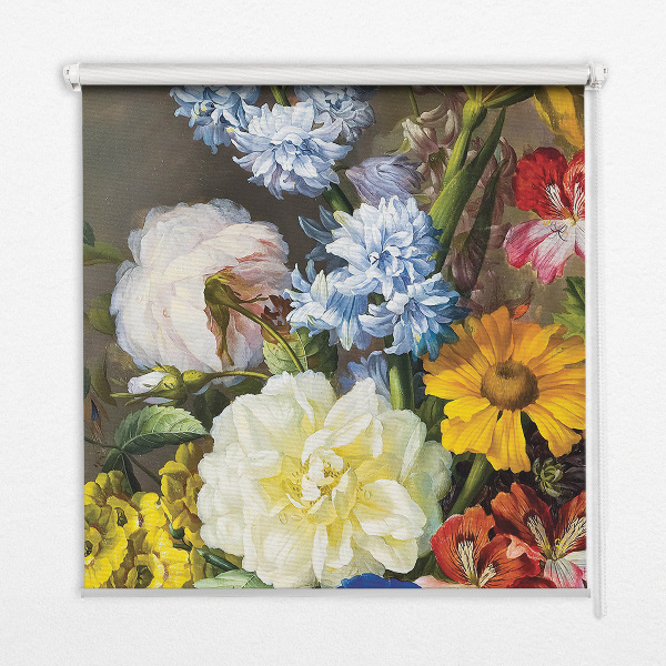 Fabric roller blind A bouquet of flowers