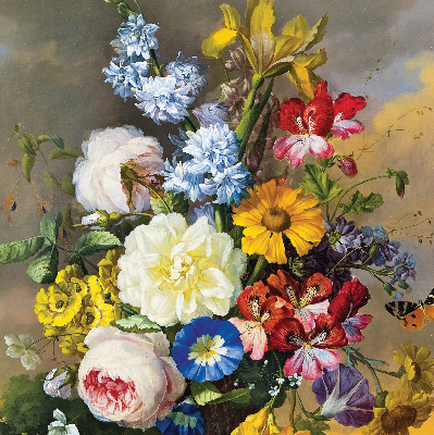 Fabric roller blind A bouquet of flowers