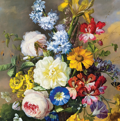 Fabric roller blind A bouquet of flowers