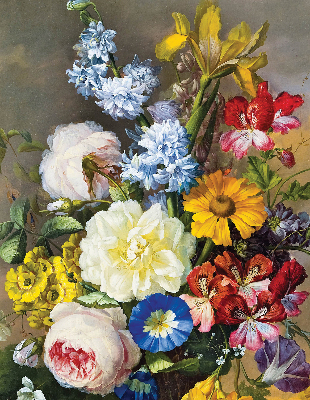 Fabric roller blind A bouquet of flowers